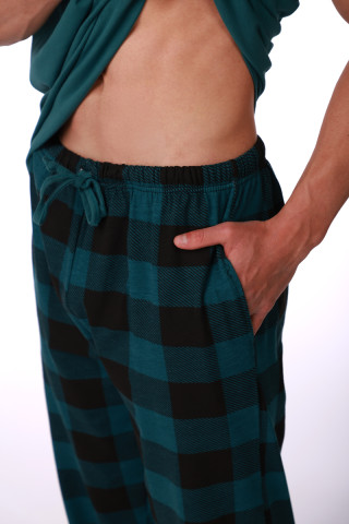 SF машки сет пижами GREEN GINGHAM KD SS26 