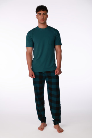 SF машки сет пижами GREEN GINGHAM KD SS26 