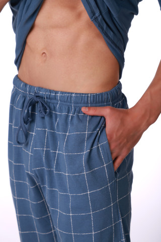 SF машки сет пижами BLUE GINGHAM KD SS26 