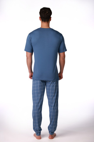 SF машки сет пижами BLUE GINGHAM KD SS26 