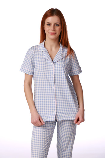 SF женски сет пижами 735194SP BLUE WAFLE KD SS26 