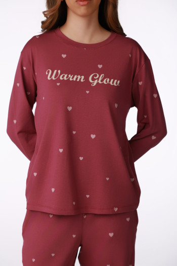 SF женски сет пижами 735229SP BURGUNDU STR DD FW26 