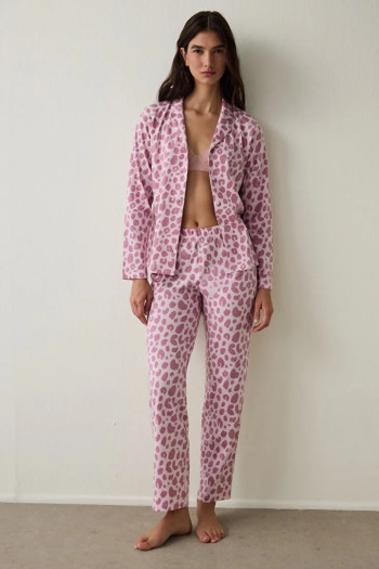 Penti женски сет пижами PINK LEOPARD LS GÖMLEK PANT SET 
