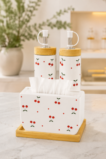 SF HOME  сет за масло и држач за салфетки Cherry Red 1/3 