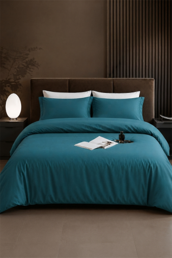SF HOME  двојна постелнина Simple Emerald Green со чаршав со ластик 200x230 