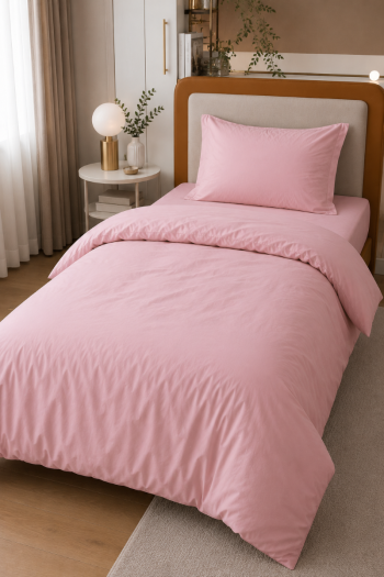 SF HOME  единечна постелнина Simple Pink Velvet со чаршав со ластик 160x210 