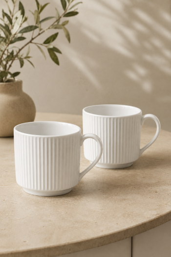 SF HOME  сет шољи 1/2 Stripe Bianco 