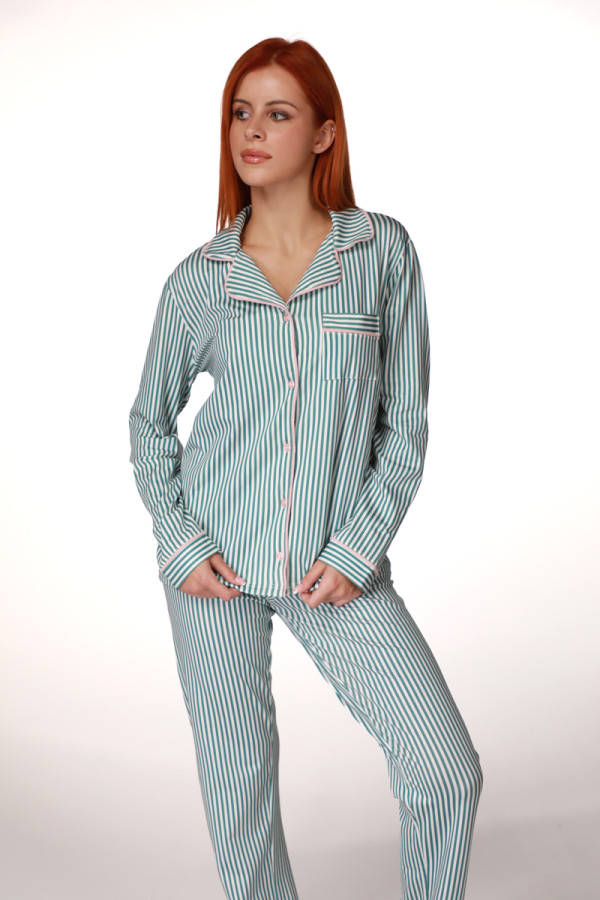 SF женски сет пижами 735152SP GREEN STIPE DD FW25 