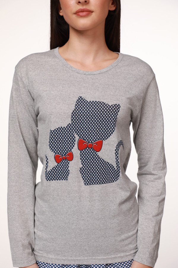 Rujam женски сет пижами 7831 GREY CAT 
