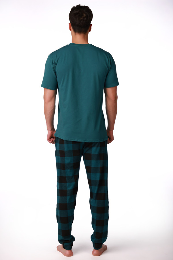 SF машки сет пижами GREEN GINGHAM KD SS26 