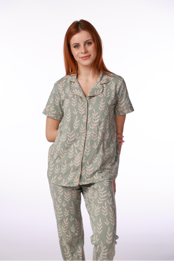 SF женски сет пижами 735191 GREEN FLOWERS KD SS26 