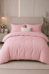 SF HOME  двојна постелнина Simple Pink Velvet со чаршав ластик 200x230 