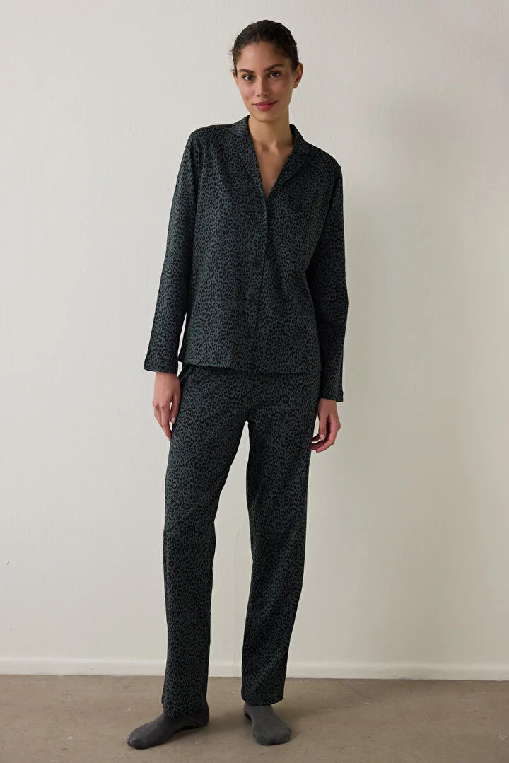 Penti женски сет пижами DARK LEOPARD LS GÖMLEK PANT SET 