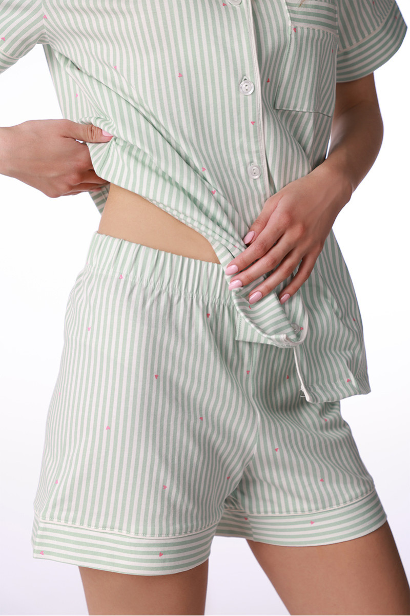 SF женски сет пижами 735217SP GREEN STRIPES KK SS26 