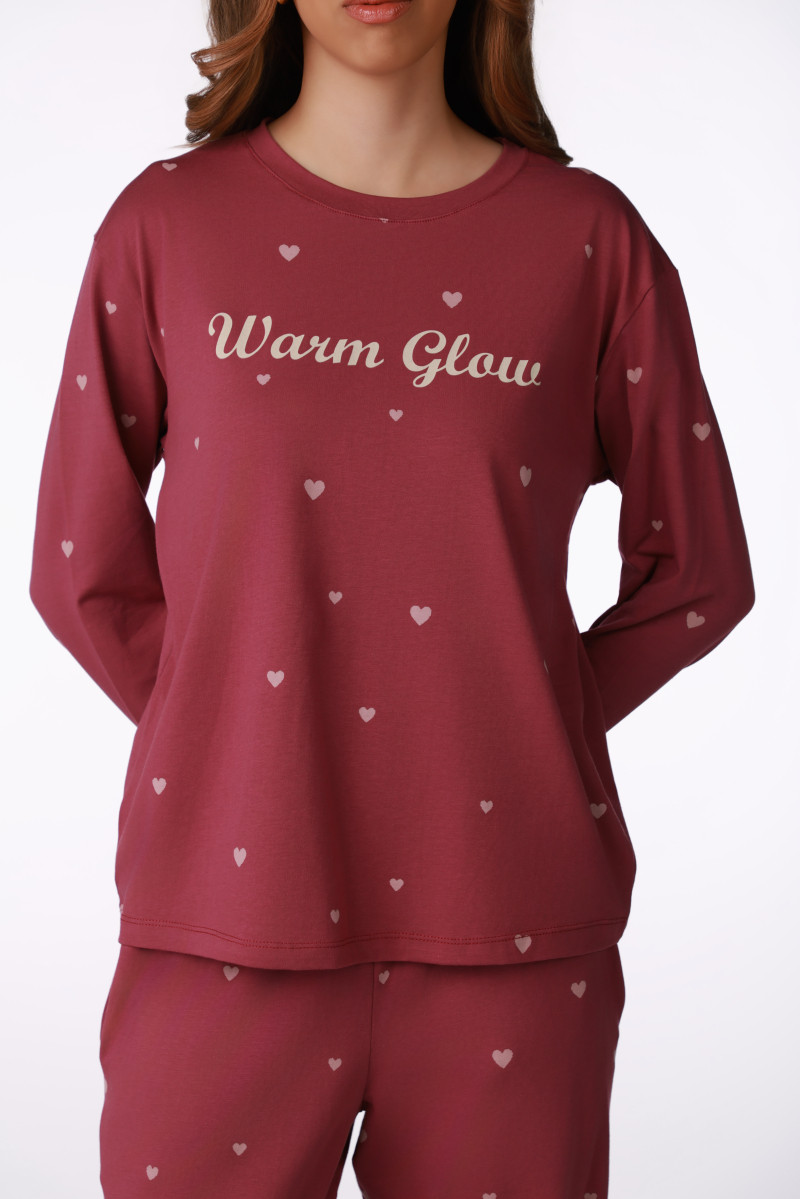 SF женски сет пижами 735229SP BURGUNDU STR DD FW26 
