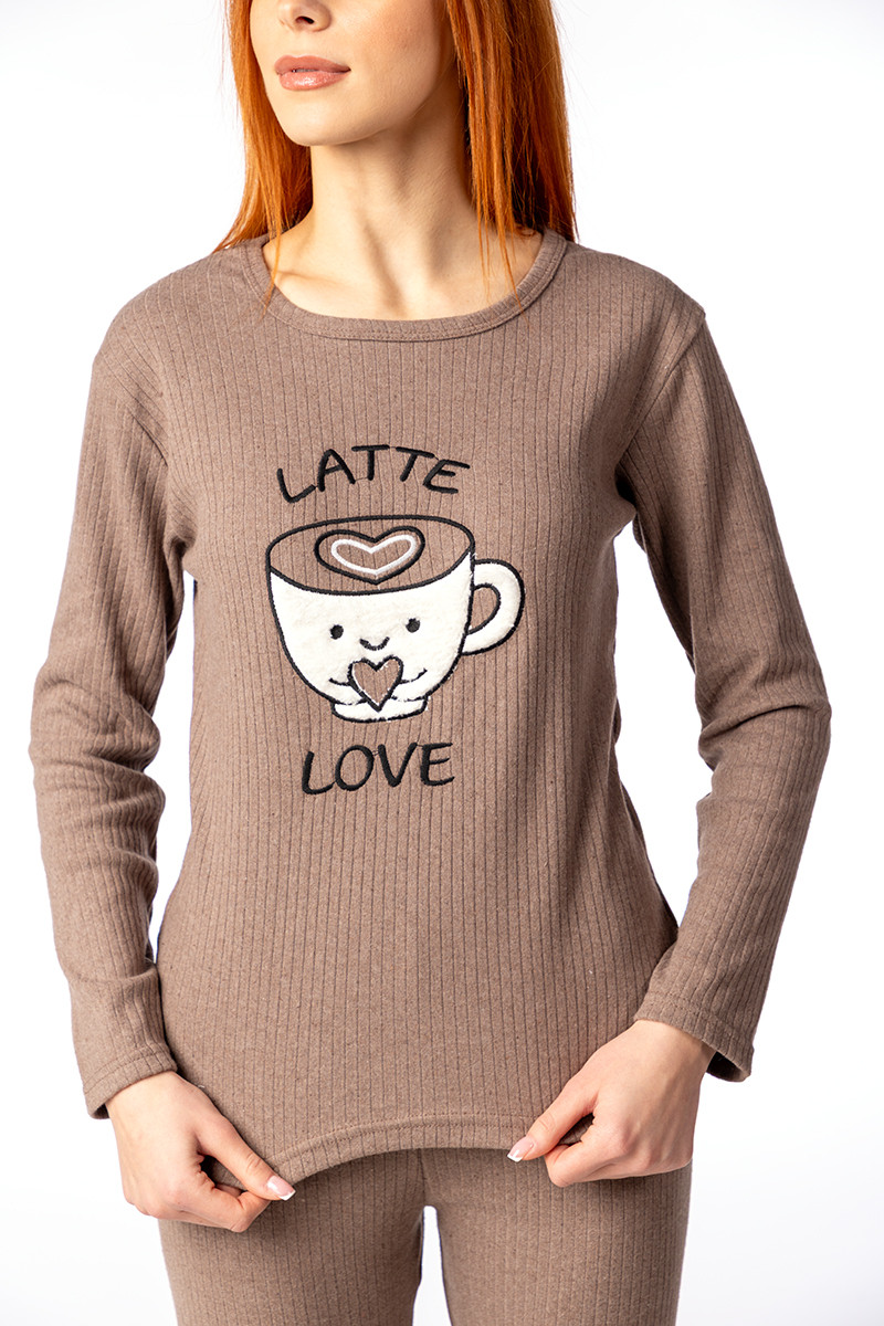 Lila женски сет пижами RAPORLU 15694 LATTE DD FW25 