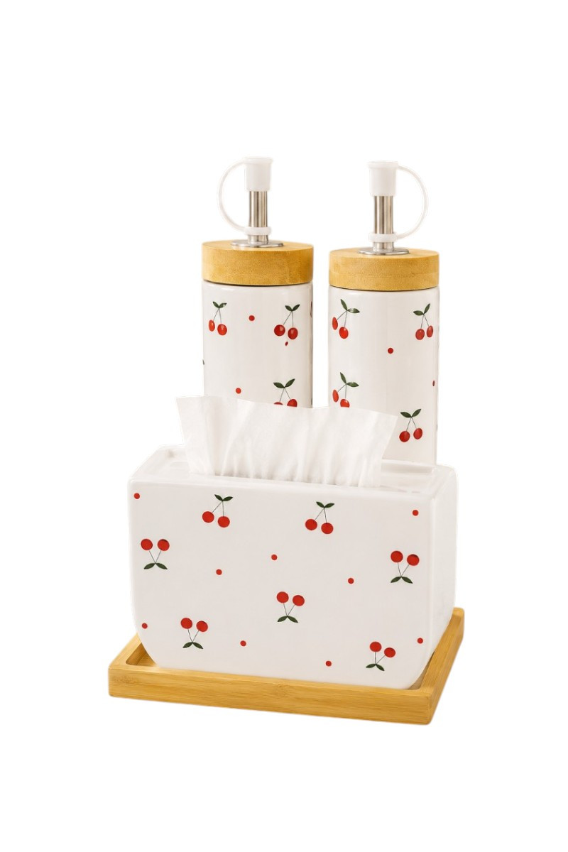 SF HOME  сет за масло и држач за салфетки Cherry Red 1/3 