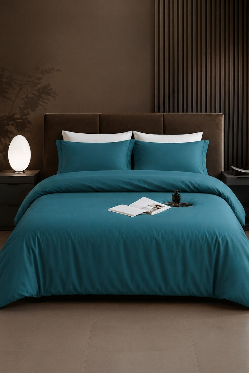 SF HOME  двојна постелнина Simple Emerald Green со чаршав со ластик 200x230 