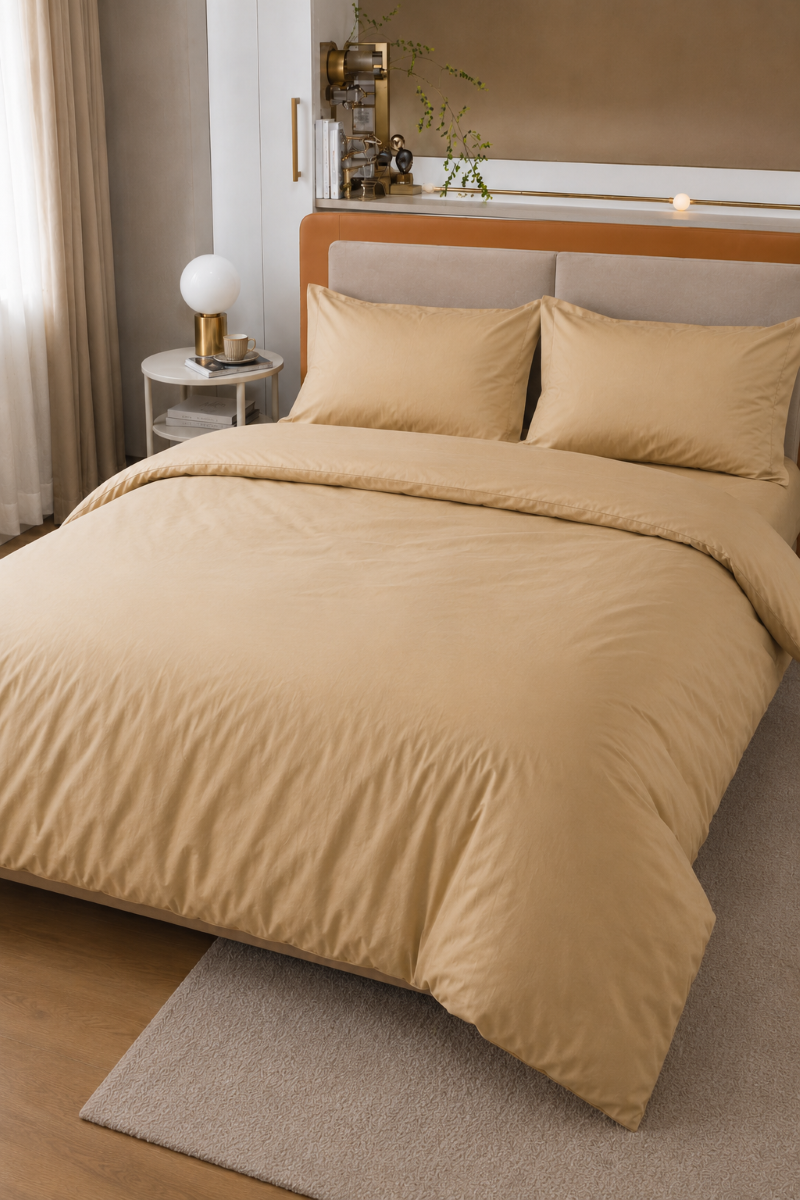 SF HOME  двојна постелнина Simple Champagne Touch со чаршав ластик 200x230 