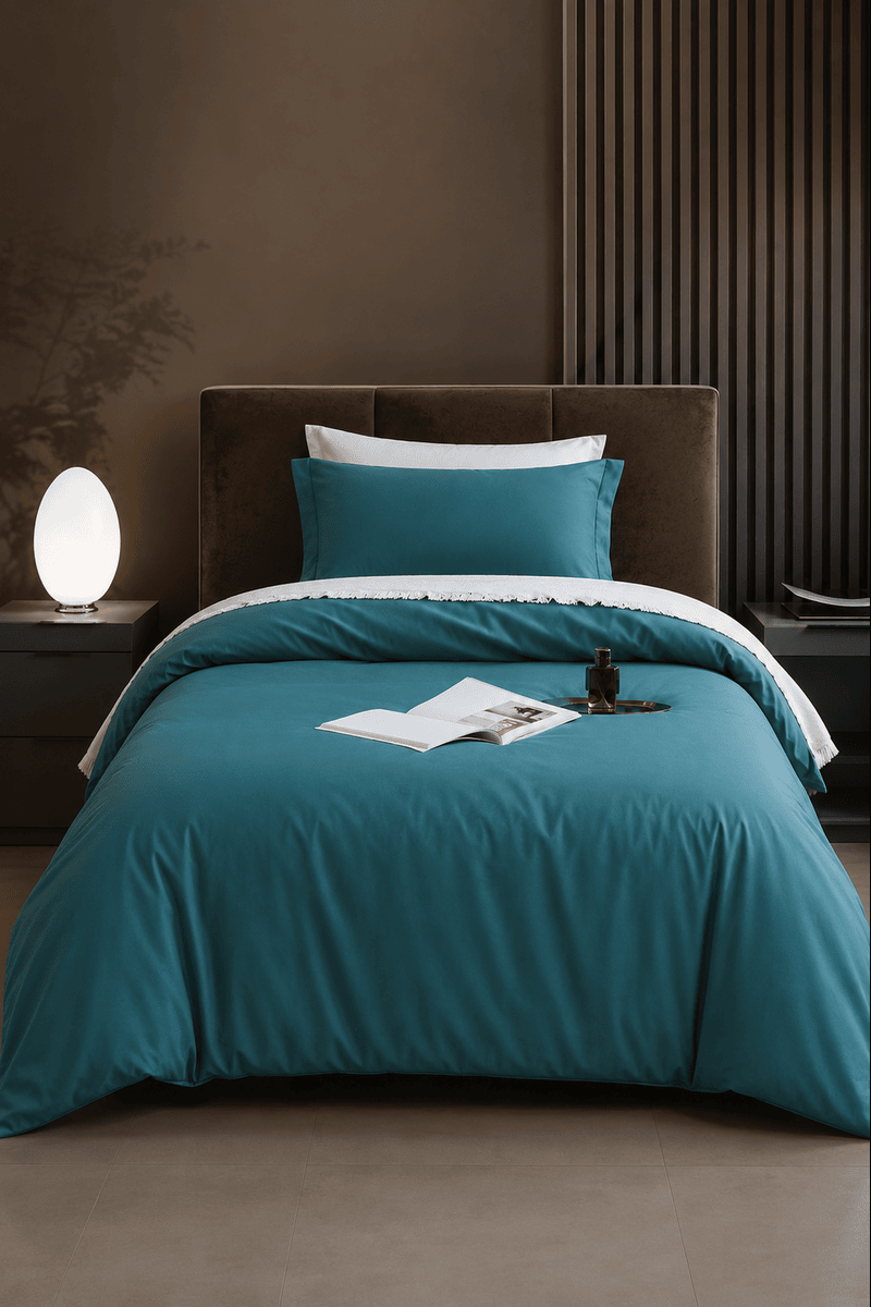 SF HOME  единечна постелнина Simple Emerald Green со чаршав со ластик 160x210 